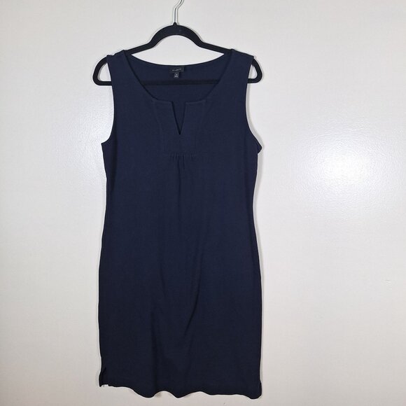 Talbots Sleeveless navy Blue 100% cotton dress size medium - Picture 1 of 5